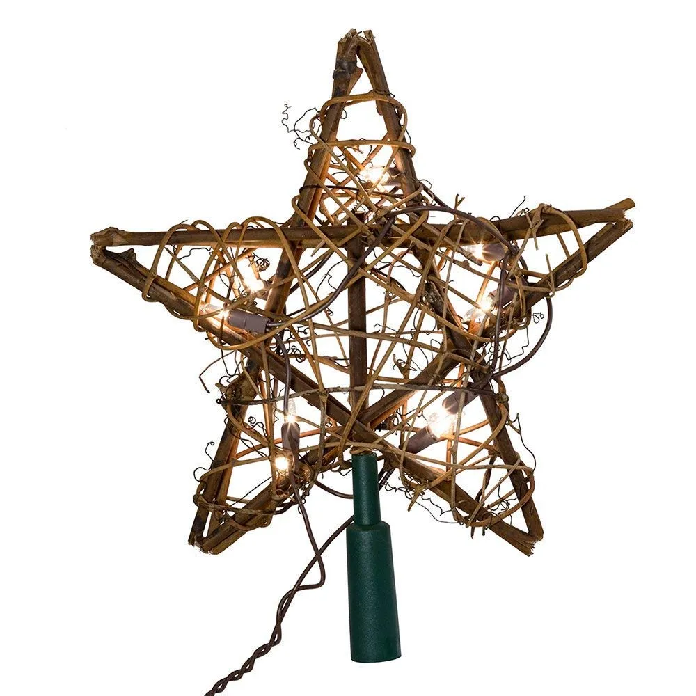 Kurt S. Adler  Inc. UL1219/NAT Kurt Adler 10-Light Rattan Natural Star Treetop