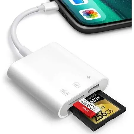 ZHANGHENG SD Card Reader for iPhone iPad,Trail Game Camera Micro SD Card Reader Viewer,SLR Cameras SD Reader with Dual Slot,Photography Memory Card Adapter,Plug and Play