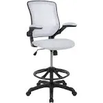 Flash Furniture Mid Back Mesh Ergonomic Drafting Chair with Adjustable Foot Ring and Flip-Up Arms