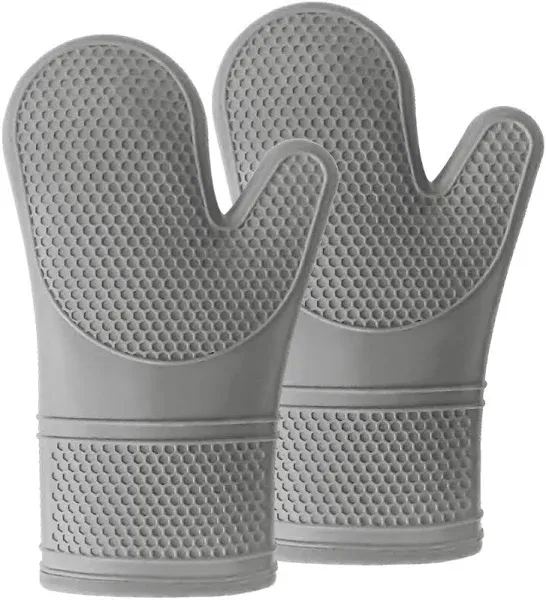 Gorilla Grip BPA-Free Soft Silicone Oven Mitts, Heat 12.5&#034; Black 