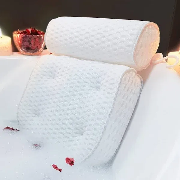  Bathtub Pillow Headrest Bath Pillows for Tub Neck and Back Support with White