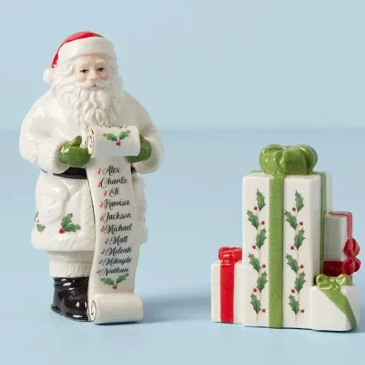 Lenox Holiday Santa Salt & Pepper, 0.53, Red & Green