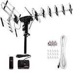 Five Star Outdoor Digital Amplified HDTV Antenna - up to 200 Mile Long Range,Directional 360 Degree Rotation,HD 4K 1080P FM Radio, Supports 5 TVs Plus Installation Kit and Mounting Pole