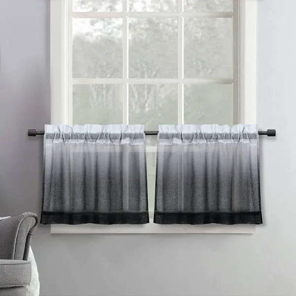 Seeglee Ombre Sheer Tier Curtains Length Faux Linen Curtains