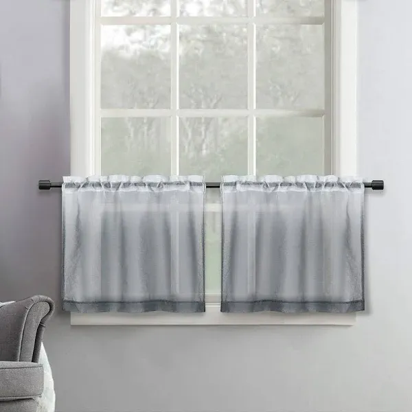 Seeglee Ombre Sheer Tier Curtains Length Faux Linen Curtains