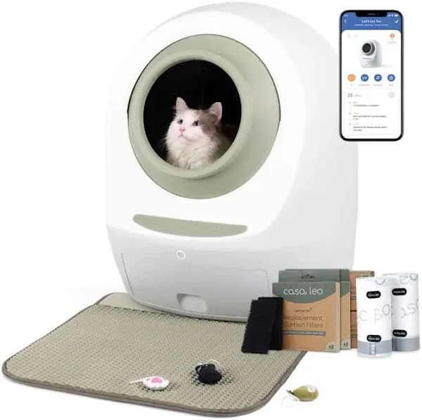 Casa Leo Leo's Loo Too Starter Bundle Smart Self-Cleaning Cat Litter Box