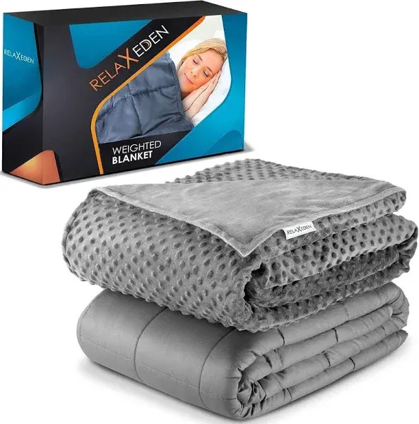 Adult Cotton Weighted Blanket w/ Navy Cover, 60 x 80 In, 15 Lb, Grey (Used)