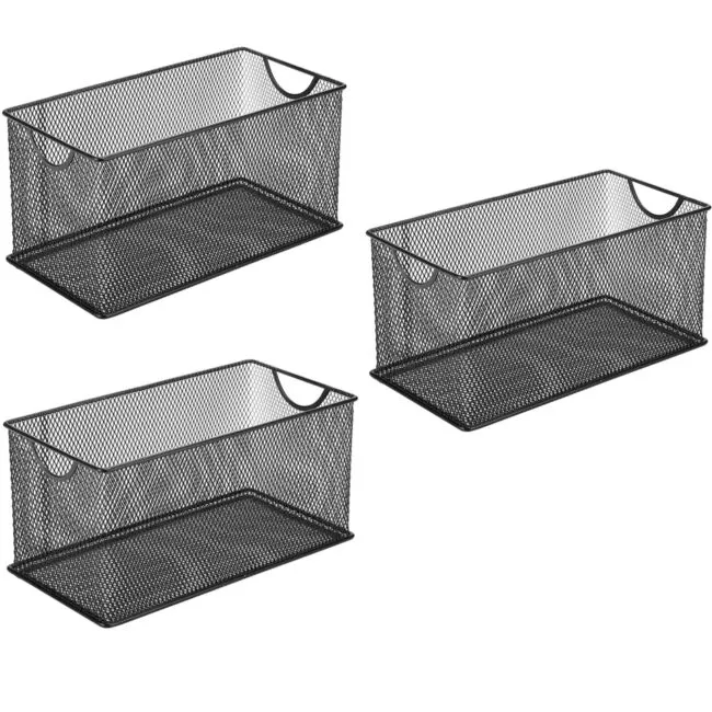 GoldOrcle Set of 3 Household Wire Mesh Metal Steel Storage Basket Organizer