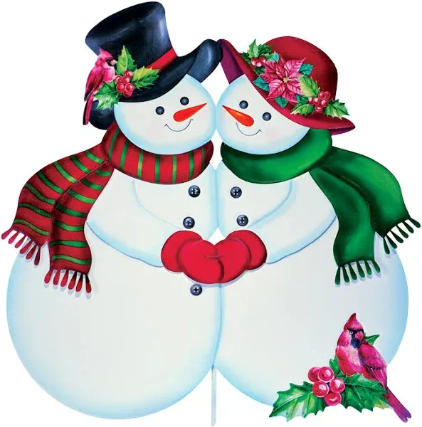 Collections Etc Snowman Couple Outdoor Holiday Yard Stake Decoration