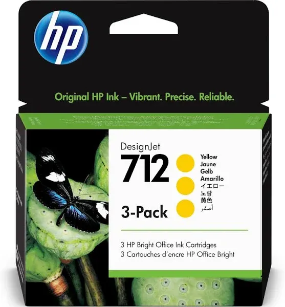 HP 712 Yellow Ink Cartridge 3-Pack