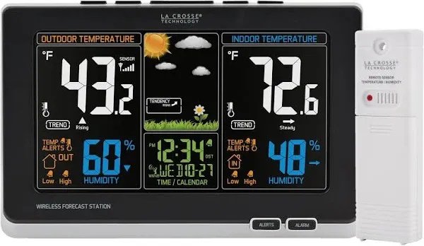 Advanced Weather Station with Full-Color LCD &amp; Atomic Time - Monitor Indoor/O...