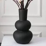 Ceramic Vase, Black Modern Vase for Pampas Grass, Matte Clay Vases for Wedding Boho Decor, Minimalist Vase for Table, Living Room, Shelf, Bookshelf and Entryway Décor