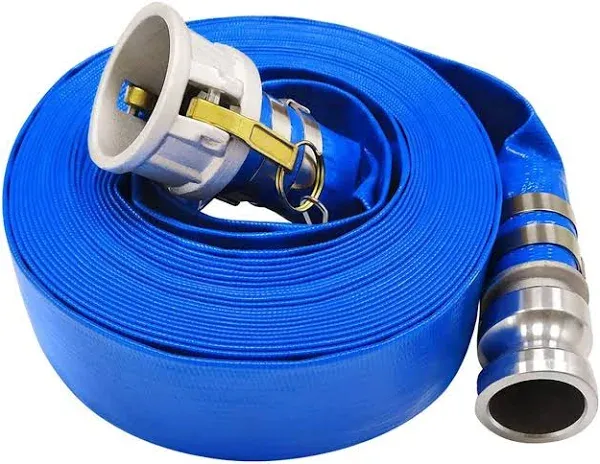 2 inch x 50ft PVC Lay Flat Discharge Hose With Aluminum Camlock C &amp; E Fitting...