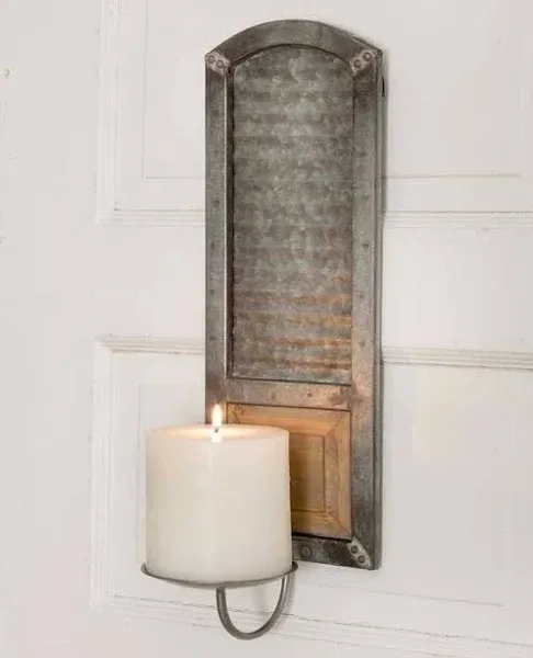 CTW Home Metal Washboard Pillar Candle Sconce