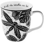 Boho Black and White Mug, Dragonfly