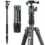 Fotopro 59" Carbon Fiber Travel Tripod, Compact Camera Tripod with Ball Head, Detachable Monopod with Quick Release Plate and Bag, Load Up to 8kg