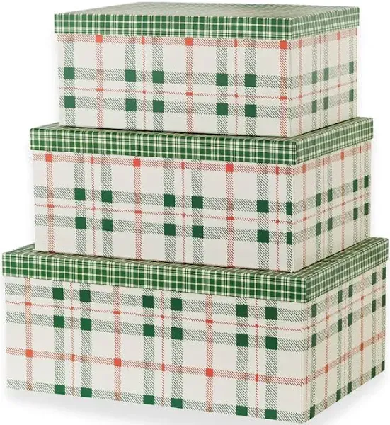 Soul & Lane Plaid Christmas Gift Box Set of 3