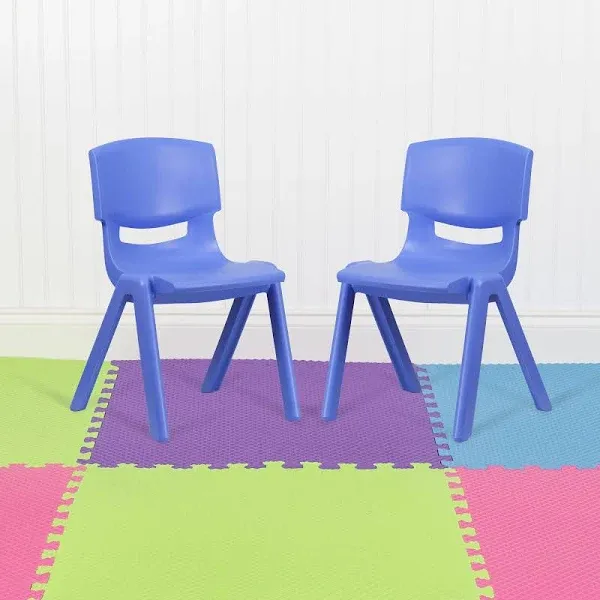 Emma + Oliver 4 Pack Plastic Stackable School Chair inchh Seat