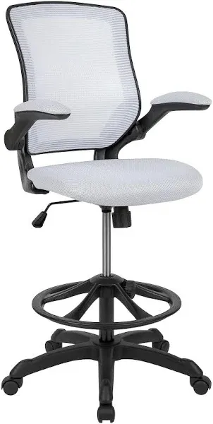 Flash Furniture Mid Back Mesh Ergonomic Drafting Chair with Adjustable Foot Ring and Flip-Up Arms