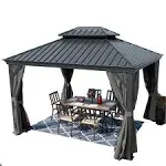 Kozyard Alexander Hardtop Aluminum Gazebo with Mosquito Net