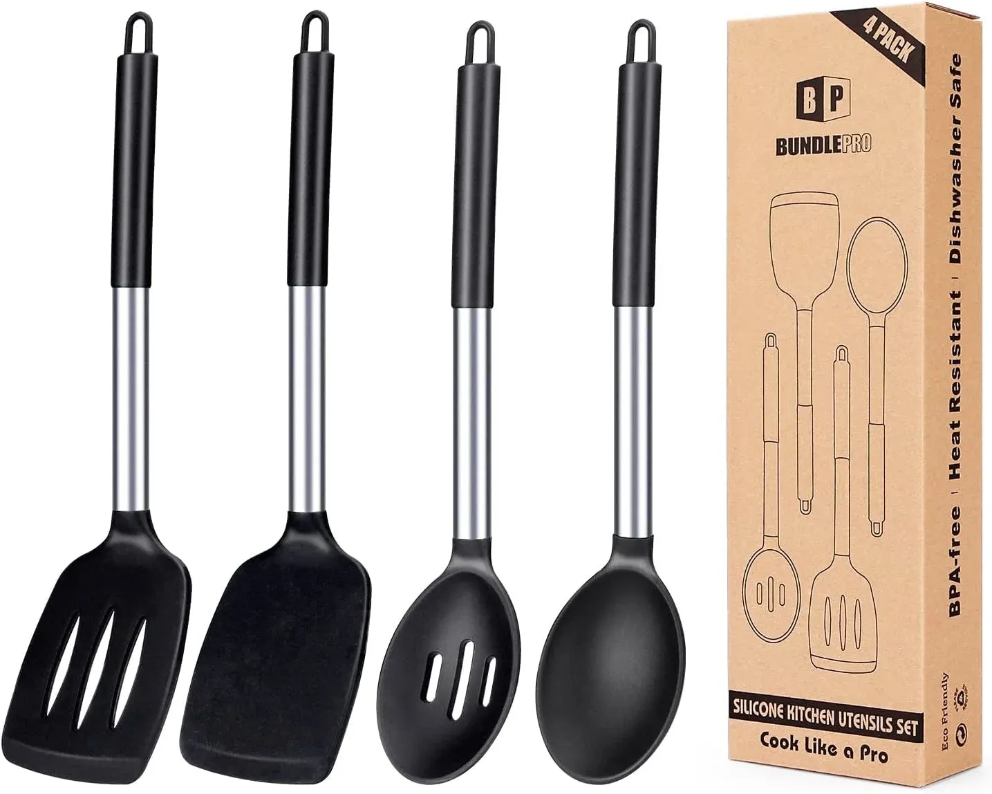 Pack of 4 Silicone Cooking Utensils Set