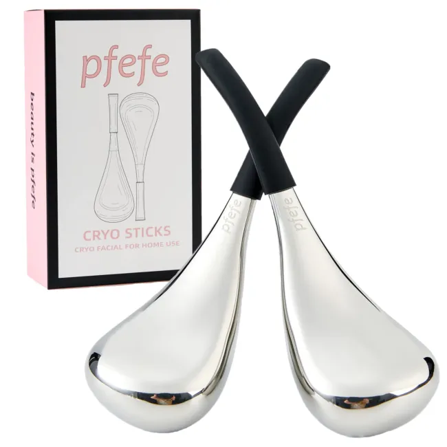 Cooling Ice Globes for Facial Care - Stainless Steel Spa Tools with Case