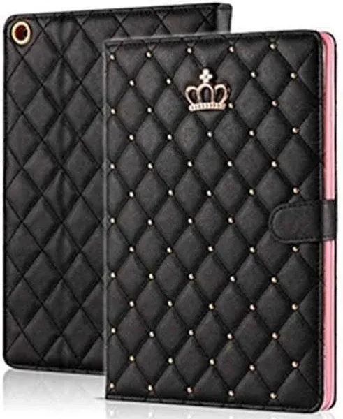 Topwin Cute Crown Case for iPad 10.2 2021/2020/2019,iPad 9th/8th/7th Gen Case Bling Diamond Elegant PU Leather Smart Auto Sleep/Wake Stand Shockproof Girly Case for Apple iPad 7/8/9 10.2 inch (Purple)