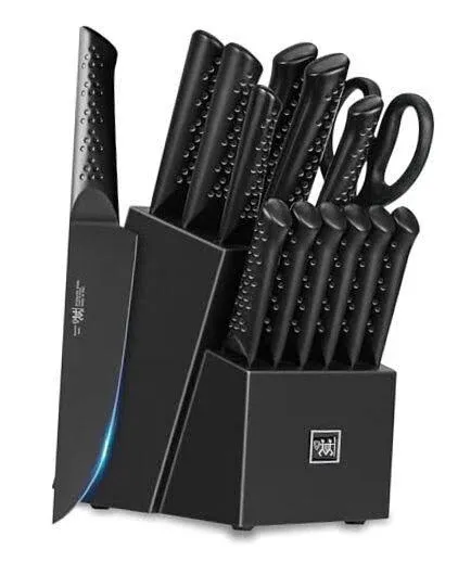 HUNTER.DUAL Knife Sets for Kitchen with Block, HUNTER.DUAL 15 Piece Knife Set...