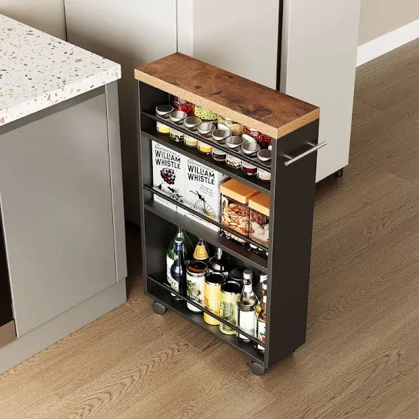 4-Tier Slim Rolling Narrow Kitchen Cart