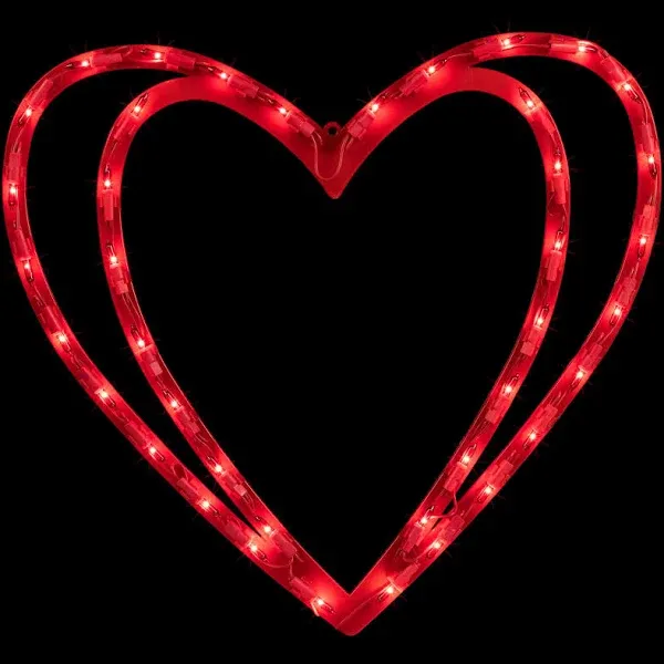 17 inch Lighted Double Heart Valentine's Day Window Silhouette