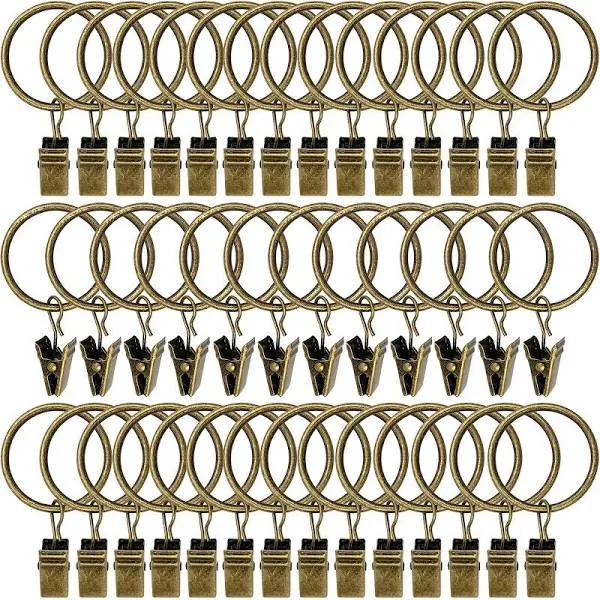 AMZSEVEN 40 Pack Curtain Rings with Clips Drapery Clips with Rings Drapes Rings 1.26