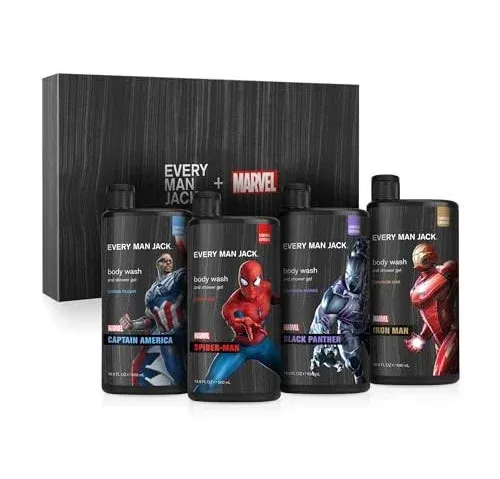 Every Man Jack Marvel Collectors Box Body Wash Gift Set Clean