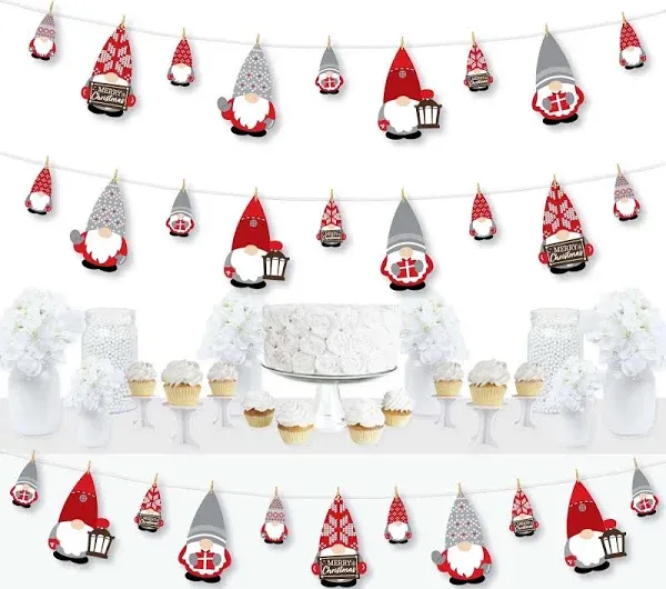 Big Dot of Happiness Christmas Gnomes Clothespin Garland Banner