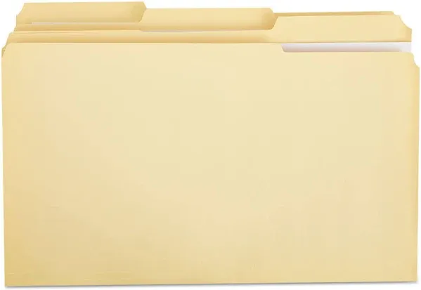 Universal Double-Ply Top Tab Manila File Folders 1/3-Cut Tabs Legal Size 100/Box