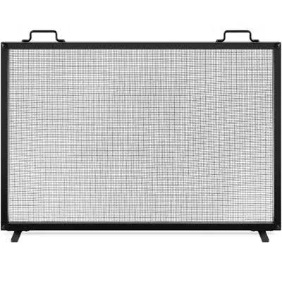 38X27In Single Panel Fireplace Screen Handcrafted Steel Mesh Spark Guard for Liv