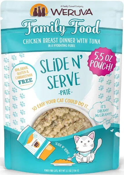 Wet Cat Food, Family Food with Chicken and Tuna Pate, 5.5oz Slide N Serve Pou...