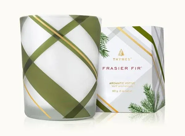 Thymes Frasier Fir Frosted Plaid Candle