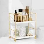 FSyueyun 2-Tier Bathroom Countertop Organizer, Tool-Less Small, Gold 