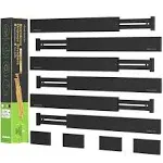 Elegant Black Bamboo Drawer Dividers - Adjustable 17-22 Inch Kitchen Organizers