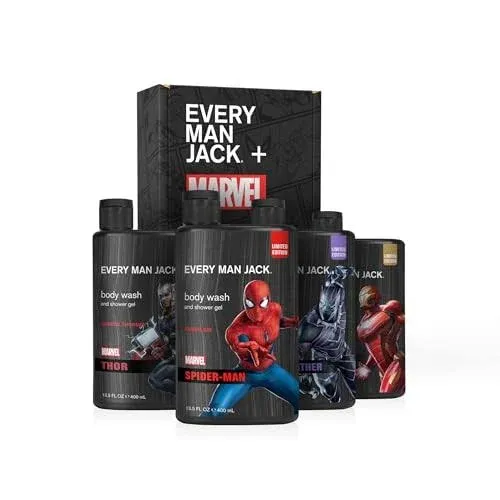 Marvel Collectors Box Body Wash Gift Set - Includes Four Body Washes with Clean 