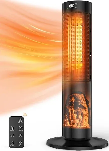 TRUSTECH 26&#034; 1500W Electric Tower Space Heater with Thermostat &amp; 3 Modes Remote