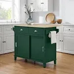 Crosley Cora Drop Leaf Kitchen Island Emerald & Natural