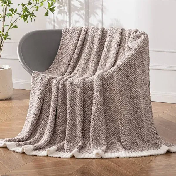  Super Soft Throw Blanket for Couch Cozy Fluffy Warm Blankets 50&#034;x60&#034; Taupe