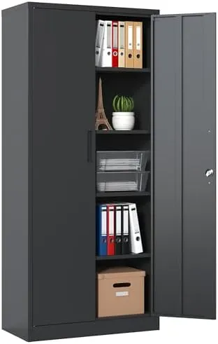 Black 72 in. H Metal Garage Storage Cabinet