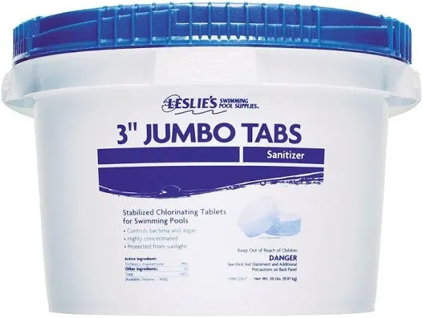 Leslie's - 3 in. Jumbo Chlorine Pool Tabs - 20 lbs. Bucket