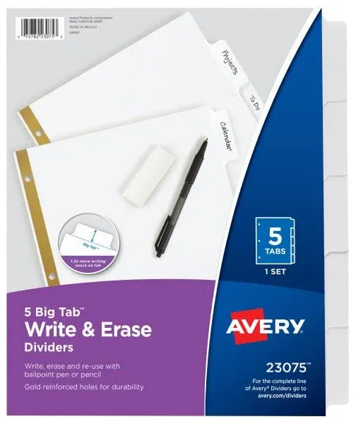 Avery Big Tab Write & Erase Dividers