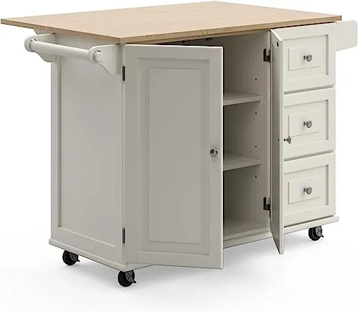 Dolly Madison Kitchen Cart with Wood Top by Homestyles