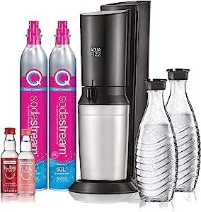 SodaStream Aqua Fizz Sparkling Water Maker Bundle (Black), with Co2, Glass Carafes, & bubly drops Flavors