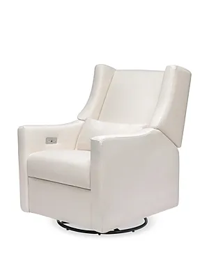 Babyletto Kiwi Electronic Recliner and Swivel Glider in Boucle with USB Port Ivory / Gold