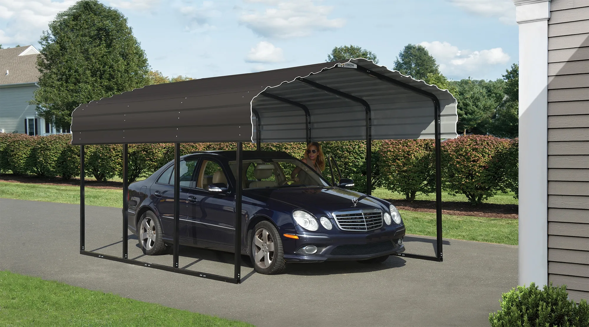 Arrow Shed CPHC101507 Heavy Duty Galvanized Steel Metal Multi-Use Shelter, Shade, Carport, 10' x 15' x 7'